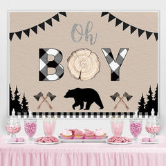 Oh bébé ours forêt toile de fond en bois pour baby shower