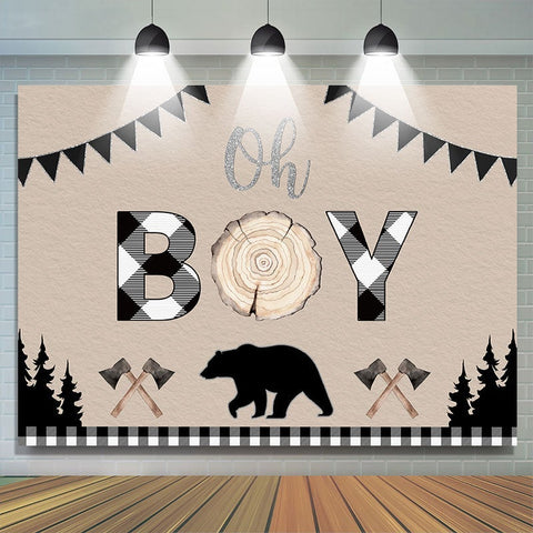 Oh bébé ours forêt toile de fond en bois pour baby shower