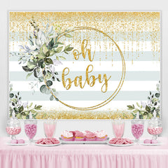 Oh Baby Greenery Toile de fond à paillettes dorées pour baby shower