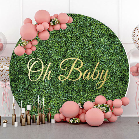 Couverture de toile de fond Oh Baby Greenery Round Gender Reveal