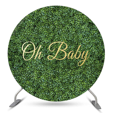 Couverture de toile de fond Oh Baby Greenery Round Gender Reveal