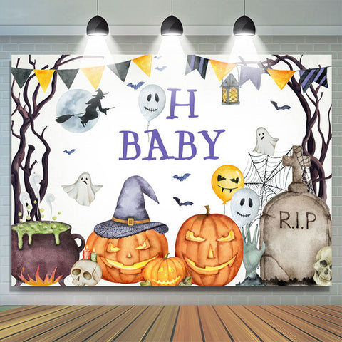 Oh Baby Halloween Pumpking Thème douche de bébé Toile de Fond