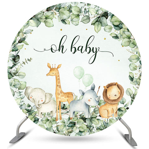 Oh Baby Jungle Animal Thème Baby Shower Cercle Toile de Fond