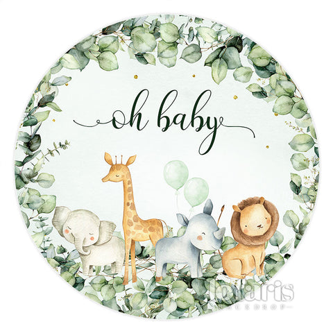 Oh Baby Jungle Animal Thème Baby Shower Cercle Toile de Fond