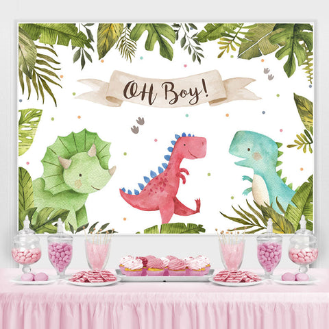 Oh Baby Toile de fond de trois dinosaures mignons pour baby shower