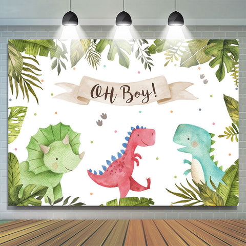 Oh Baby Toile de fond de trois dinosaures mignons pour baby shower