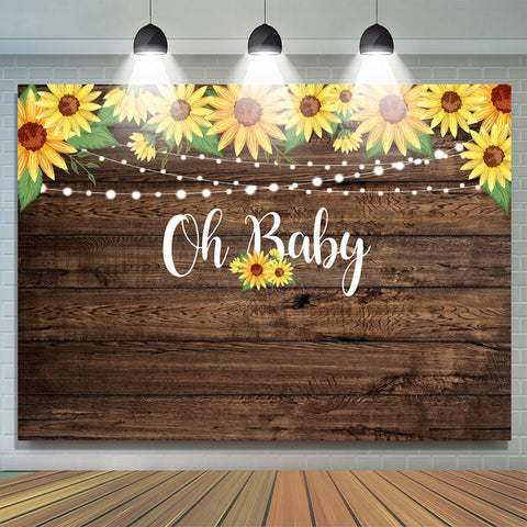 Oh Baby Tournesol en bois Lumières Toile de fond de douche de bébé