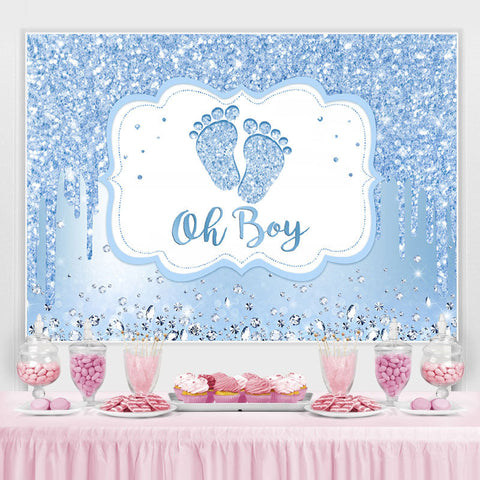 Toile de fond de douche de bébé Oh Boy Blue Glitter pour la fête