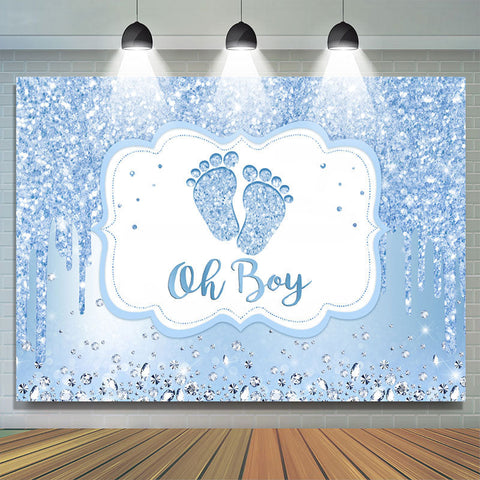 Toile de fond de douche de bébé Oh Boy Blue Glitter pour la fête