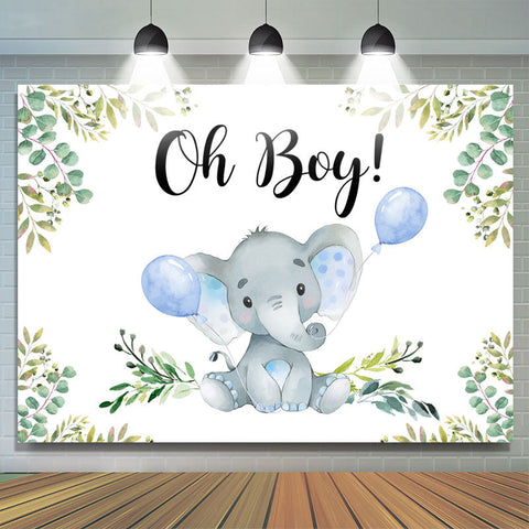 Oh Boy Elephant Ballon Genre douche de bébé Toile de fond