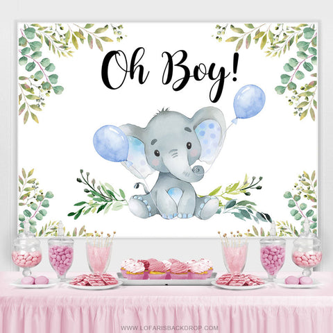 Oh Boy Elephant Ballon Genre douche de bébé Toile de fond