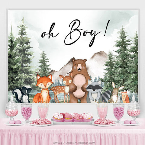 Toile de fond de douche de bébé Oh Boy animaux de la forêt épicéa
