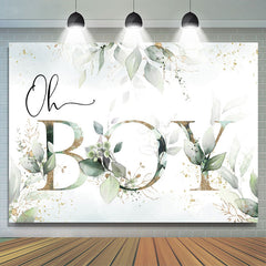 Oh Boy Green Leaves Toile de fond de douche de bébé Boho or