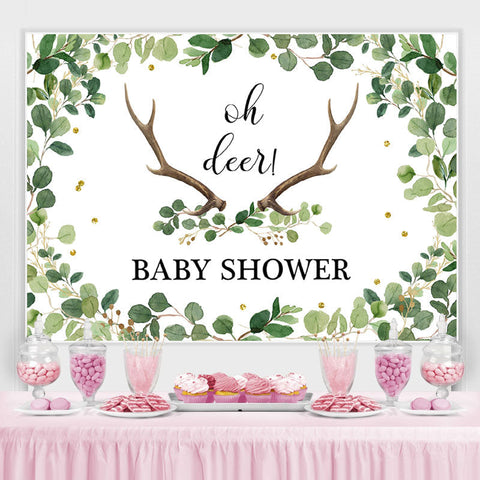 Toile de fond Oh Deer Green Gender Reveal Baby Shower