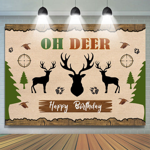 Oh Deer Jungle Forests Elk Joyeux Anniversaire Toile de Fond