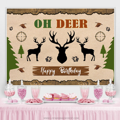 Oh Deer Jungle Forests Elk Joyeux Anniversaire Toile de Fond