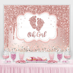 Toile de fond de douche de bébé Oh Girl Pink Glitter pour la fête