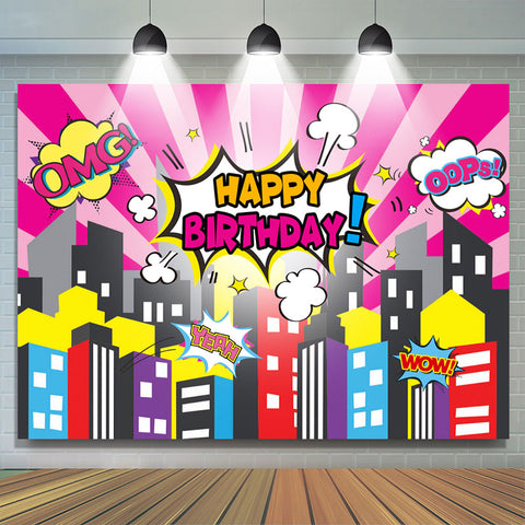 Omg Happy Birthday Cartoon City Toile de fond pour l'anniversaire