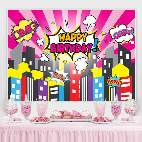 Omg Happy Birthday Cartoon City Toile de fond pour l'anniversaire