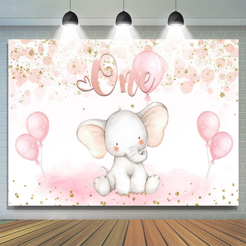 Toile de fond d'anniversaire ballon rose ¨¦l¨¦phant pour b¨¦b¨¦