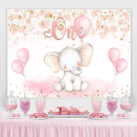 Toile de fond d'anniversaire ballon rose ¨¦l¨¦phant pour b¨¦b¨¦