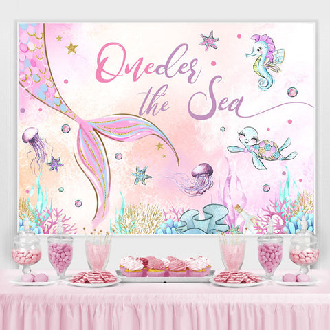 Oneder The Sea Toile de fond de fête d'anniversaire pour fille