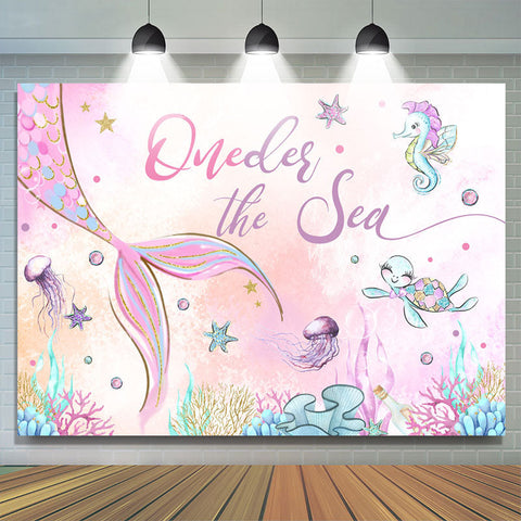 Oneder The Sea Toile de fond de fête d'anniversaire pour fille