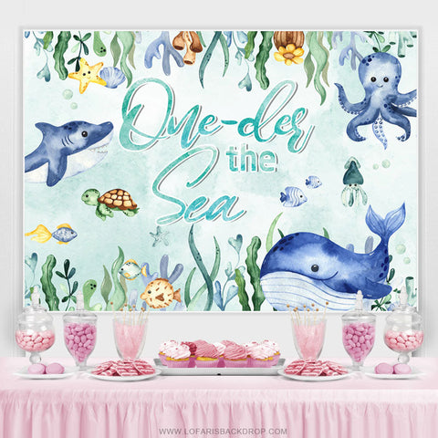 Oneder The Sea Shark Baleine Joyeux Anniversaire Toile de Fond