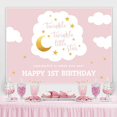 Onederful Joyeux 1er anniversaire Toile de fond rose pour filles
