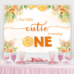 Oranger et toile de fond floral blanc 1er anniversaire
