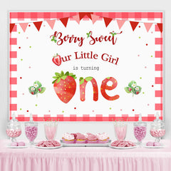 Notre Liti¨¨re Fille est Tournant Un Fraise 1er Anniversaire Toile de fond pour Fille