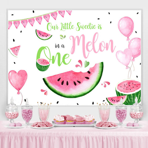 Our Litter Sweetie Is Onemelon 1st Birthday Toile de fond pour fille