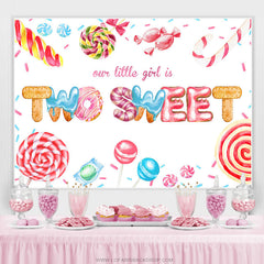 Notre petite fille est 2 toile de fond d'anniversaire Sweet Candyland