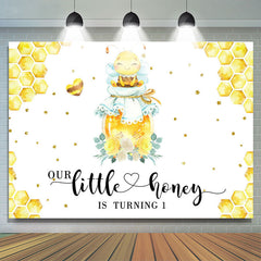 Notre petit miel tourne 1 toile de fond joyeux anniversaire