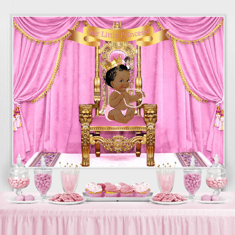 Our Little Princess Baby Shower Backdorop Rose et Or