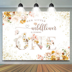Notre petite toile de fond florale Happy 1st Birthday de fleurs sauvages