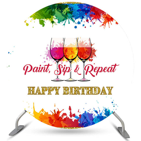 Peinture Sip Répéter Rond Graffiti Joyeux Anniversaire Toile De Fond