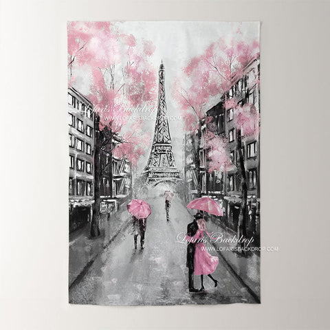 Toile de Fond de la Tour Eiffel de la rue de la peinture à l'huile de Paris