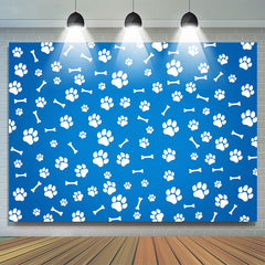 Paws And Bones Bleu Simple Joyeux Anniversaire Toile de Fond