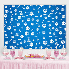 Paws And Bones Bleu Simple Joyeux Anniversaire Toile de Fond