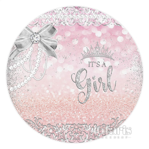 Perles Et Diamants Arc Cercle Rose Baby Shower Toile De Fond