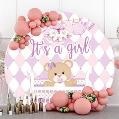 Perple Teddy Bear C'est une toile de fond ronde pour fête prénatale