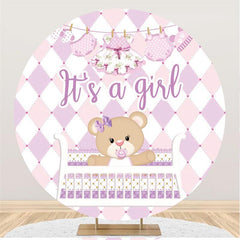 Perple Teddy Bear C'est une toile de fond ronde pour fête prénatale