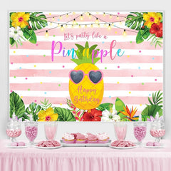 Décors de décoration de photo d'anniversaire floral d'ananas
