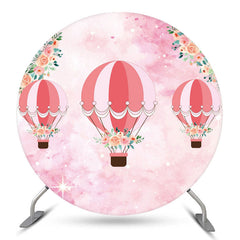 Couverture de toile de fond ronde rose Airballoon Baby Shower