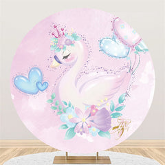 Toile de fond de fête d'anniversaire de cygne floral d'amour rose et bleu