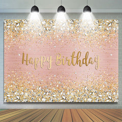 Toile de fond de joyeux anniversaire à paillettes roses et dorées