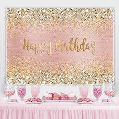 Toile de fond de joyeux anniversaire à paillettes roses et dorées
