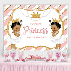 Toile de fond de douche de bébé princesse Twincess rose et or
