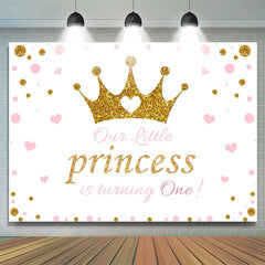 Couronne rose et dorée Joyeux 1er anniversaire pour princesse